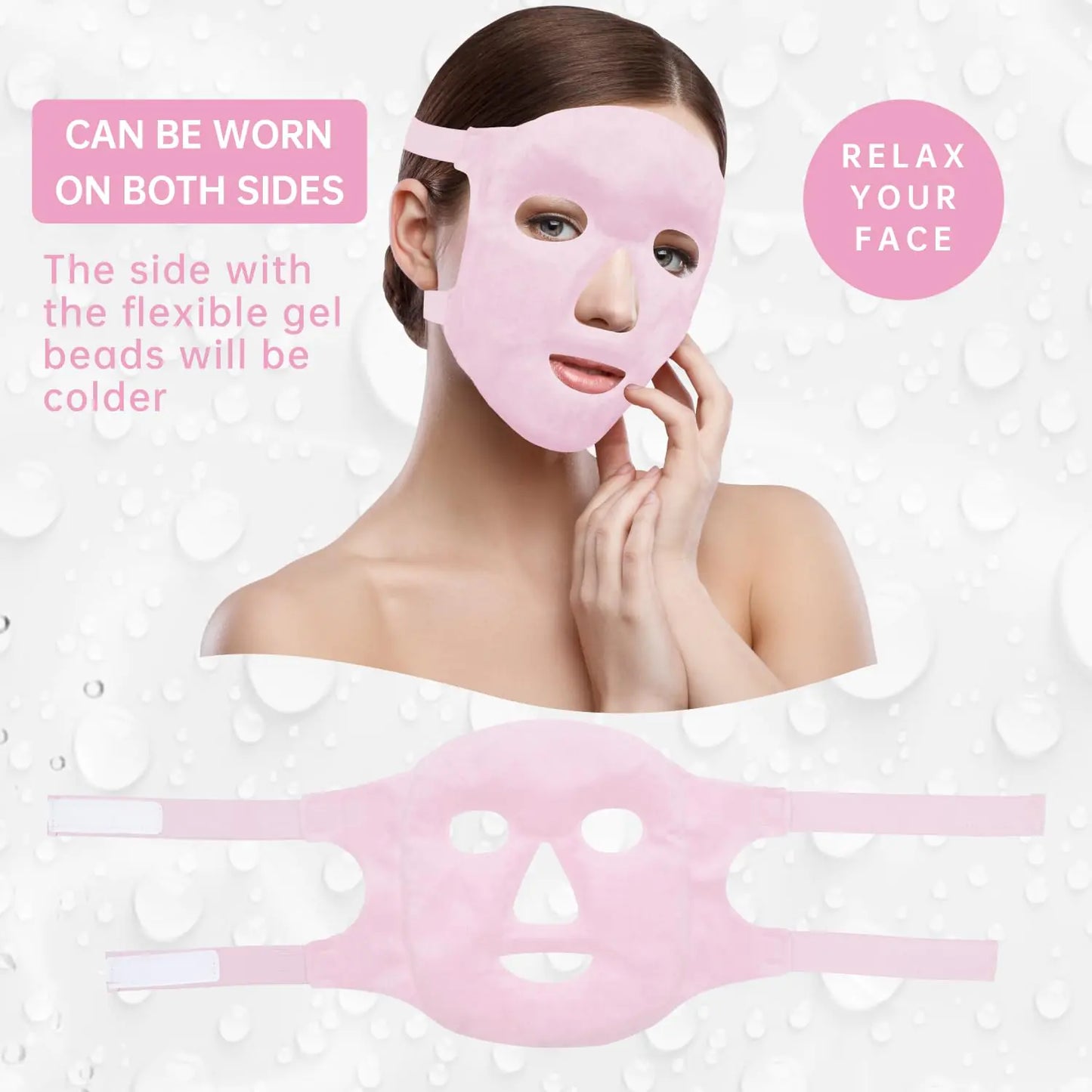 Mascarilla de Ojos Premium con Pack de Hielo - Respaldo de Terciopelo (Rosa #19)
