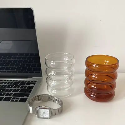 Wave Shape Glass Cup - Elegant Drinkware