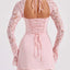 Vestido de Fiesta de Encaje Rosa de Lujo Elegante para Mujeres