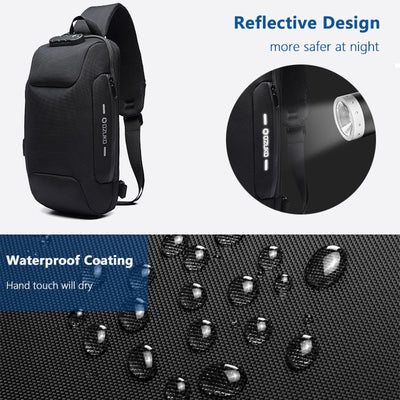 OZUKO Multifunction Crossbody Bag for Men Anti-theft Shoulder Messenger Bags Male Waterproof Short Trip Chest Bag Pack - Korvel