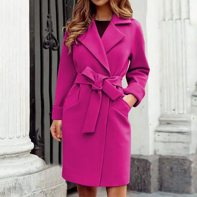 Chic Women's Hot Pink Trench Coat