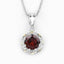 Pendentif en Grenat et Diamant de 2,32 Carats en Or 14K et Argent