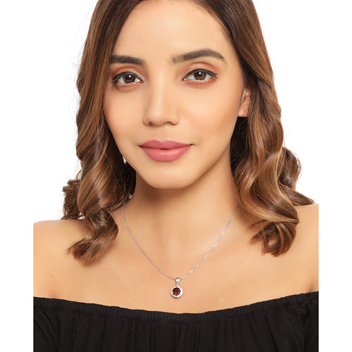 Pendentif en Grenat et Diamant de 2,32 Carats en Or 14K et Argent