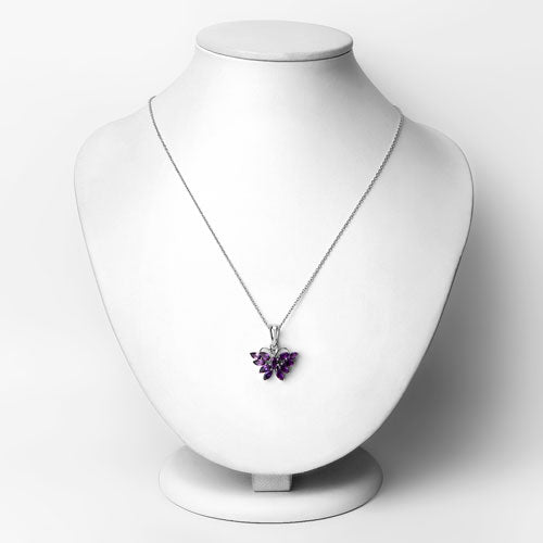1.65 Carat Genuine Amethyst Butterfly Pendant in Sterling Silver