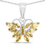 1.32 Carat Genuine Citrine .925 Sterling Silver Butterfly Pendant