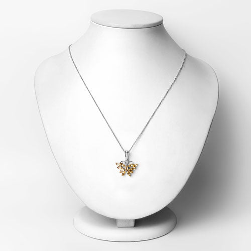 1.32 Carat Genuine Citrine .925 Sterling Silver Butterfly Pendant