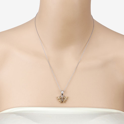1.32 Carat Genuine Citrine .925 Sterling Silver Butterfly Pendant