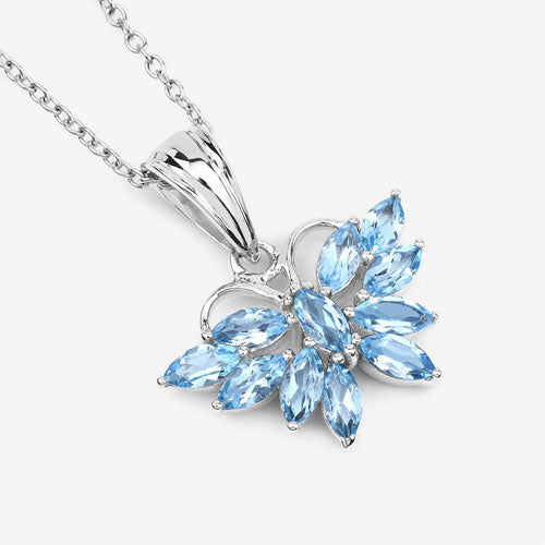 Colgante de Topacio Azul Suizo Genuino de 1.76 Quilates en Plata Esterlina