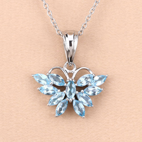 Colgante de Topacio Azul Suizo Genuino de 1.76 Quilates en Plata Esterlina
