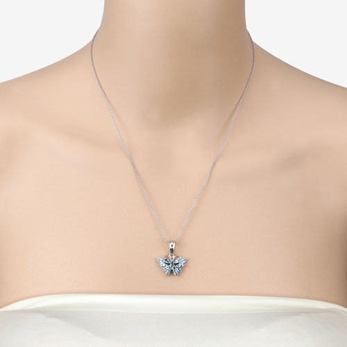Colgante de Topacio Azul Suizo Genuino de 1.76 Quilates en Plata Esterlina