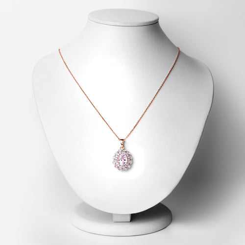 4.26 Carat Genuine Kunzite and White Topaz Pendant in Sterling Silver