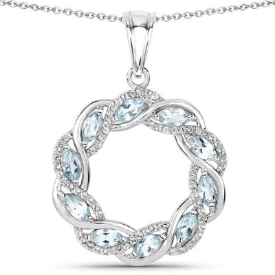 Elegant Blue Topaz and White Topaz Sterling Silver Pendant