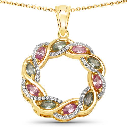Colgante Elegante de Zafiro Verde y Zafiro Rosa de 1.83 Quilates