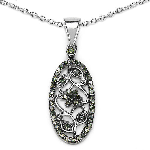 Pendentif en diamant vert véritable de 0,22 carat en argent sterling