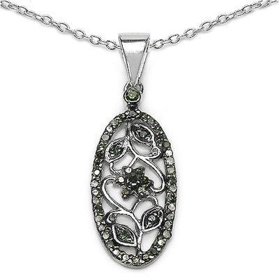 0.22 Carat Genuine Green Diamond Pendant in Sterling Silver