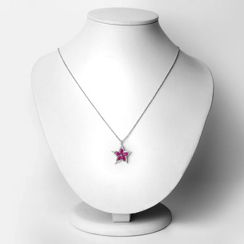 Pendentif en Rubis et Zircon Blanc de 1,37 Carat en Argent Sterling
