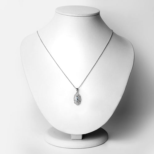 Pendentif en aigue-marine et topaze blanche de 0,48 carat en argent sterling