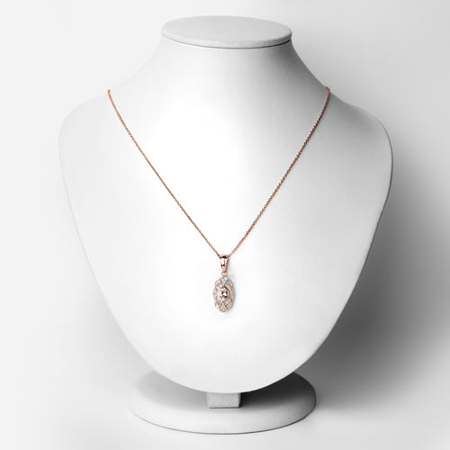 0.52 Carat Genuine Morganite and White Topaz Pendant