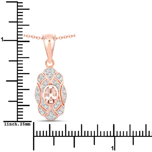 0.52 Carat Genuine Morganite and White Topaz Pendant