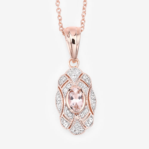 0.52 Carat Genuine Morganite and White Topaz Pendant