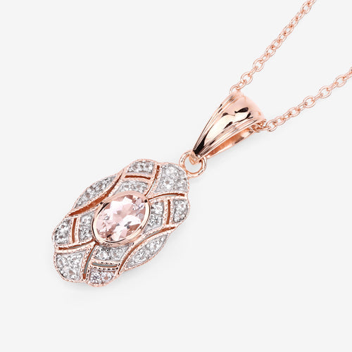 0.52 Carat Genuine Morganite and White Topaz Pendant