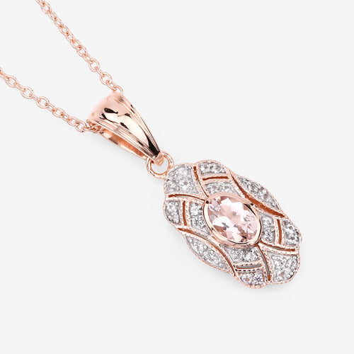 0.52 Carat Genuine Morganite and White Topaz Pendant