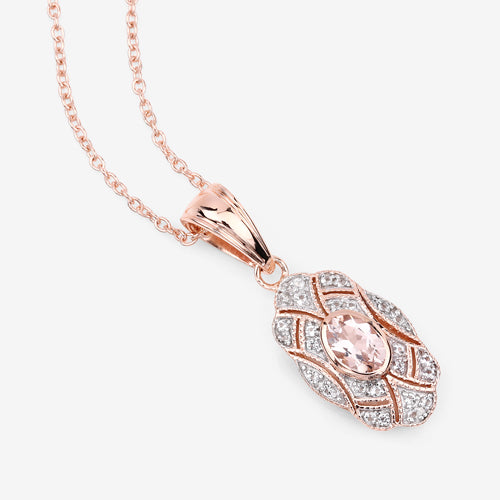 0.52 Carat Genuine Morganite and White Topaz Pendant