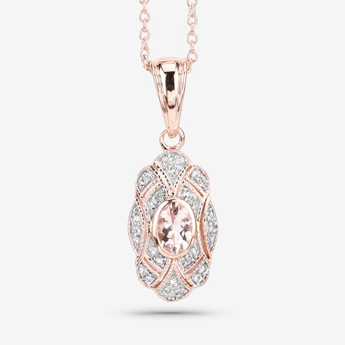 0.52 Carat Genuine Morganite and White Topaz Pendant