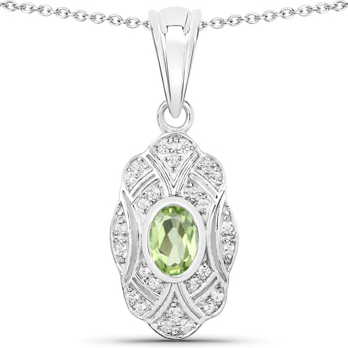 Colgante de Peridoto y Topacio Blanco de 0.55 Quilates en Plata de Ley