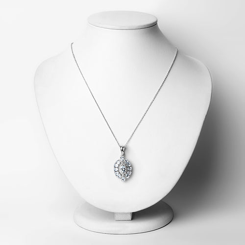 1.89 Carat Genuine Aquamarine & White Topaz Pendant in Sterling Silver