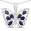 Pendentif en saphir bleu véritable de 1,67 carat et zircon blanc en argent sterling