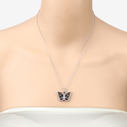 Pendentif en saphir bleu véritable de 1,67 carat et zircon blanc en argent sterling
