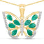 1.91 Carat Genuine Emerald and White Zircon Pendant in Sterling Silver
