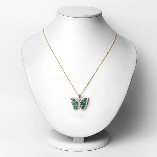 1.91 Carat Genuine Emerald and White Zircon Pendant in Sterling Silver