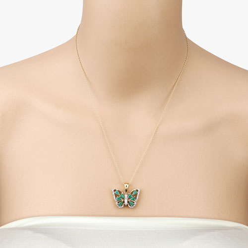 1.91 Carat Genuine Emerald and White Zircon Pendant in Sterling Silver