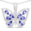 Pendentif en argent sterling de 1,75 carat en tanzanite véritable et zircon blanc
