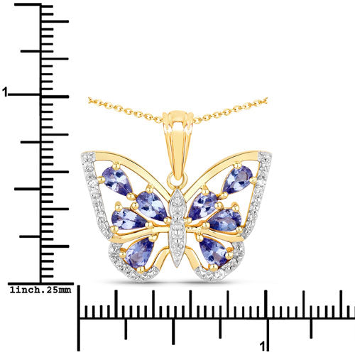 1.75 Carat Genuine Tanzanite & White Zircon Pendant in Sterling Silver