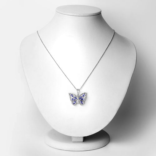 Pendentif en argent sterling de 1,75 carat en tanzanite véritable et zircon blanc