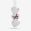 Pendentif en diamant rouge et blanc véritable de 0,45 carat en argent sterling