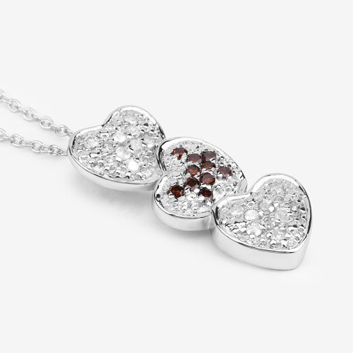 Pendentif en diamant rouge et blanc véritable de 0,45 carat en argent sterling