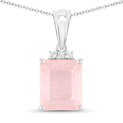 5.63 Carat Genuine Rose Quartz & White Topaz Pendant