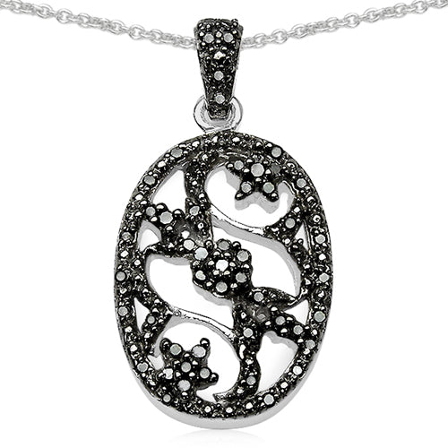 Colgante de Diamante Negro Genuino de 0.28 Quilates en Plata de Ley