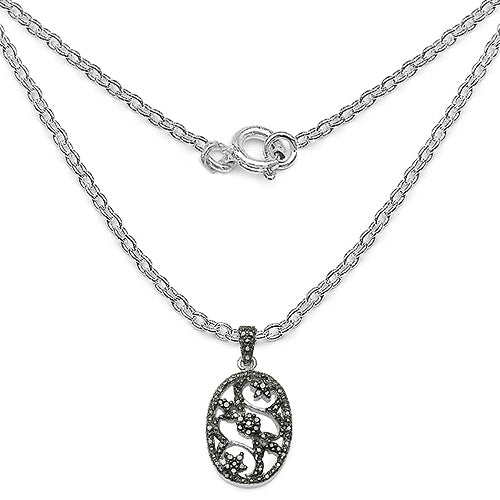Colgante de Diamante Negro Genuino de 0.28 Quilates en Plata de Ley