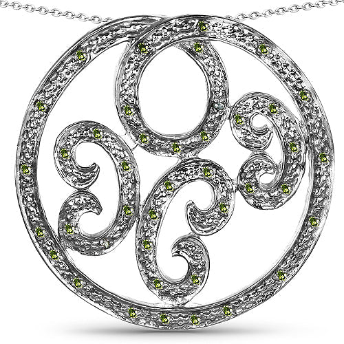 Pendentif en diamant vert véritable de 0,22 carat en argent sterling