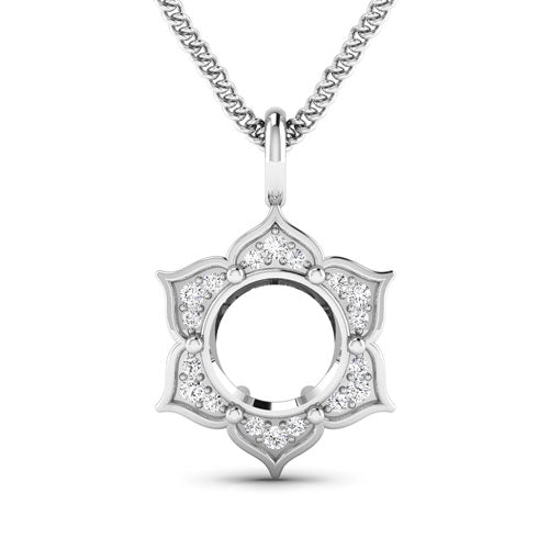 Pendentif semi-monture en or blanc 14K avec diamant blanc de 0,14 carat