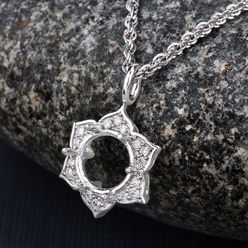 Pendentif semi-monture en or blanc 14K avec diamant blanc de 0,14 carat