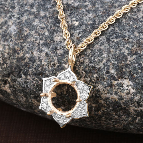 Colgante Semi Montado de Diamante de 0.14 Quilates en Oro Amarillo de 14K