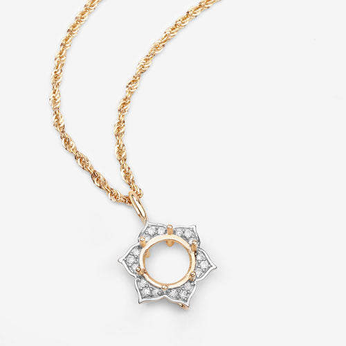 Colgante Semi Montado de Diamante de 0.14 Quilates en Oro Amarillo de 14K