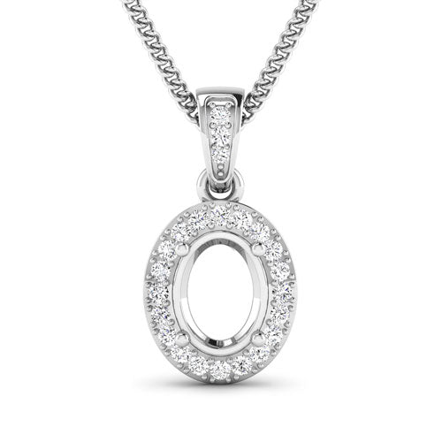Pendentif semi-monture en or blanc 14K avec diamant blanc de 0,18 carat
