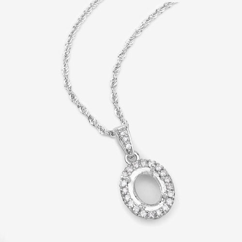 Pendentif semi-monture en or blanc 14K avec diamant blanc de 0,18 carat